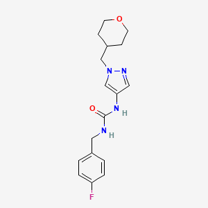 molecular formula C17H21FN4O2 B2575695 1-(4-fluorobenzyl)-3-(1-((tetrahydro-2H-pyran-4-yl)methyl)-1H-pyrazol-4-yl)urea CAS No. 1705976-38-0