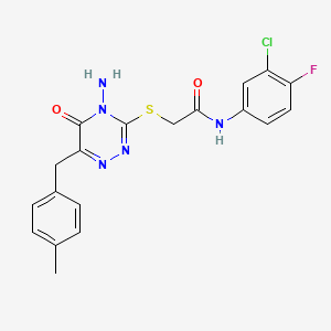 B2575699 2-((4-amino-6-(4-methylbenzyl)-5-oxo-4,5-dihydro-1,2,4-triazin-3-yl)thio)-N-(3-chloro-4-fluorophenyl)acetamide CAS No. 886965-63-5