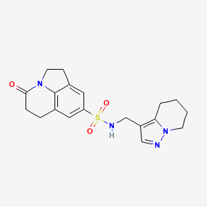 molecular formula C19H22N4O3S B2575709 4-oxo-N-((4,5,6,7-tetrahydropyrazolo[1,5-a]pyridin-3-yl)methyl)-2,4,5,6-tetrahydro-1H-pyrrolo[3,2,1-ij]quinoline-8-sulfonamide CAS No. 2034547-44-7