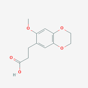 molecular formula C12H14O5 B2575722 3-(7-甲氧基-2,3-二氢-苯并[1,4]二氧杂环-6-基)-丙酸 CAS No. 883545-08-2