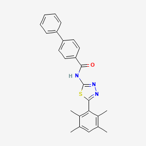 N-(5-(2,3,5,6-tetramethylphenyl)-1,3,4-thiadiazol-2-yl)-[1,1'-biphenyl]-4-carboxamide