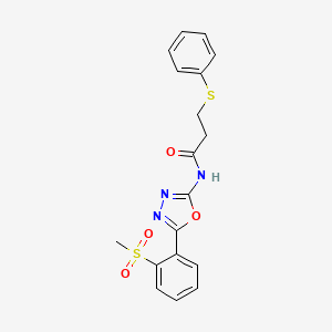 N-[5-(2-methylsulfonylphenyl)-1,3,4-oxadiazol-2-yl]-3-phenylsulfanylpropanamide