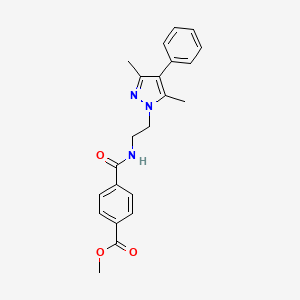 methyl 4-((2-(3,5-dimethyl-4-phenyl-1H-pyrazol-1-yl)ethyl)carbamoyl)benzoate