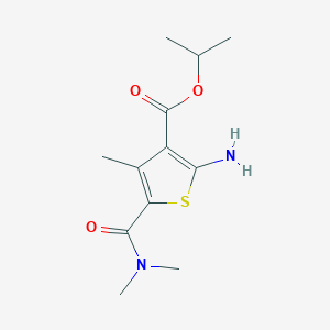 molecular formula C12H18N2O3S B2575764 Isopropyl 2-amino-5-[(dimethylamino)carbonyl]-4-methylthiophene-3-carboxylate CAS No. 832740-10-0
