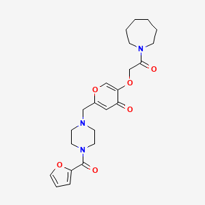 molecular formula C23H29N3O6 B2575768 5-(2-(azepan-1-yl)-2-oxoethoxy)-2-((4-(furan-2-carbonyl)piperazin-1-yl)methyl)-4H-pyran-4-one CAS No. 898416-62-1