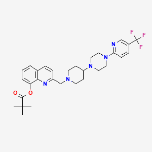 molecular formula C30H36F3N5O2 B2575789 2-[(4-{4-[5-(Trifluoromethyl)pyridin-2-yl]piperazin-1-yl}piperidin-1-yl)methyl]quinolin-8-yl 2,2-dimethylpropanoate CAS No. 2097932-58-4