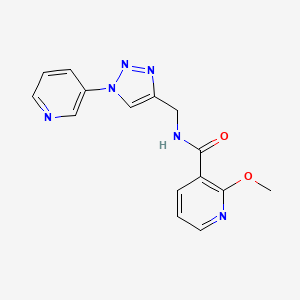 molecular formula C15H14N6O2 B2575797 2-methoxy-N-((1-(pyridin-3-yl)-1H-1,2,3-triazol-4-yl)methyl)nicotinamide CAS No. 2034538-78-6