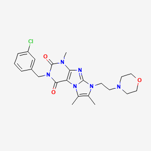 molecular formula C23H27ClN6O3 B2575809 3-(3-chlorobenzyl)-1,6,7-trimethyl-8-(2-morpholinoethyl)-1H-imidazo[2,1-f]purine-2,4(3H,8H)-dione CAS No. 903198-52-7