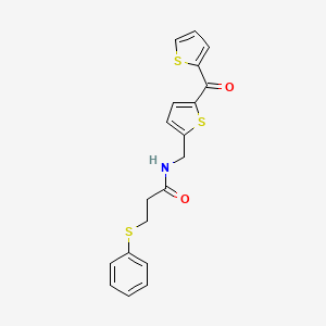 3-(phenylthio)-N-((5-(thiophene-2-carbonyl)thiophen-2-yl)methyl)propanamide