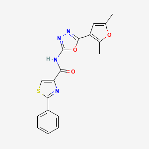 N-(5-(2,5-dimethylfuran-3-yl)-1,3,4-oxadiazol-2-yl)-2-phenylthiazole-4-carboxamide