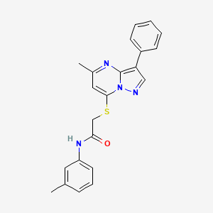 molecular formula C22H20N4OS B2575819 2-((5-甲基-3-苯基吡唑并[1,5-a]嘧啶-7-基)硫代)-N-(间甲苯基)乙酰胺 CAS No. 877782-43-9