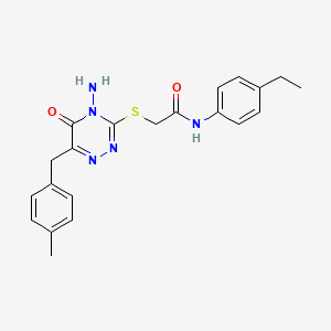 2-{[4-amino-6-(4-methylbenzyl)-5-oxo-4,5-dihydro-1,2,4-triazin-3-yl]sulfanyl}-N-(4-ethylphenyl)acetamide