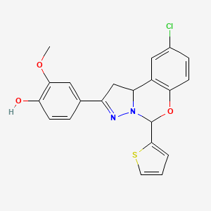 4-(9-chloro-5-(thiophen-2-yl)-5,10b-dihydro-1H-benzo[e]pyrazolo[1,5-c][1,3]oxazin-2-yl)-2-methoxyphenol