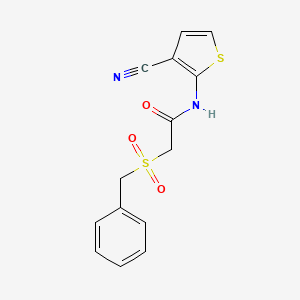 molecular formula C14H12N2O3S2 B2575867 2-(benzylsulfonyl)-N-(3-cyanothiophen-2-yl)acetamide CAS No. 922451-33-0