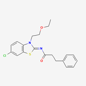 (Z)-N-(6-chloro-3-(2-ethoxyethyl)benzo[d]thiazol-2(3H)-ylidene)-3-phenylpropanamide