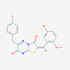 molecular formula C20H13BrFN3O3S B257588 (2E)-2-(5-bromo-2-methoxybenzylidene)-6-(4-fluorobenzyl)-7H-[1,3]thiazolo[3,2-b][1,2,4]triazine-3,7(2H)-dione 