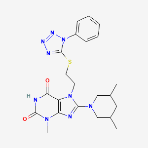 8-(3,5-dimethylpiperidin-1-yl)-3-methyl-7-(2-((1-phenyl-1H-tetrazol-5-yl)thio)ethyl)-1H-purine-2,6(3H,7H)-dione