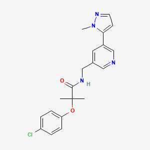 2-(4-chlorophenoxy)-2-methyl-N-((5-(1-methyl-1H-pyrazol-5-yl)pyridin-3-yl)methyl)propanamide