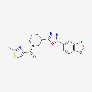 (3-(5-(Benzo[d][1,3]dioxol-5-yl)-1,3,4-oxadiazol-2-yl)piperidin-1-yl)(2-methylthiazol-4-yl)methanone