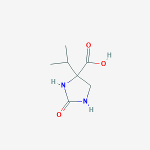 molecular formula C7H12N2O3 B2575908 2-Oxo-4-propan-2-ylimidazolidine-4-carboxylic acid CAS No. 2248359-97-7