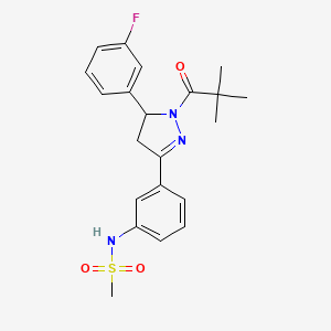 N-{3-[1-(2,2-dimethylpropanoyl)-5-(3-fluorophenyl)-4,5-dihydro-1H-pyrazol-3-yl]phenyl}methanesulfonamide