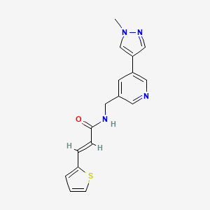 molecular formula C17H16N4OS B2575918 (E)-N-((5-(1-methyl-1H-pyrazol-4-yl)pyridin-3-yl)methyl)-3-(thiophen-2-yl)acrylamide CAS No. 2035000-23-6