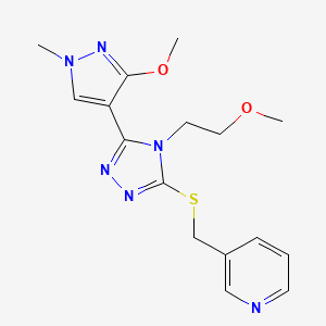 3-(((5-(3-methoxy-1-methyl-1H-pyrazol-4-yl)-4-(2-methoxyethyl)-4H-1,2,4-triazol-3-yl)thio)methyl)pyridine
