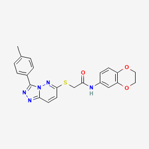 molecular formula C22H19N5O3S B2575925 N-(2,3-二氢苯并[b][1,4]二噁英-6-基)-2-((3-(对甲苯基)-[1,2,4]三唑并[4,3-b]哒嗪-6-基)硫代)乙酰胺 CAS No. 852375-67-8