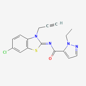 molecular formula C16H13ClN4OS B2575932 (E)-N-(6-氯-3-(丙-2-炔-1-基)苯并[d]噻唑-2(3H)-亚甲基)-1-乙基-1H-吡唑-5-甲酰胺 CAS No. 1173554-71-6