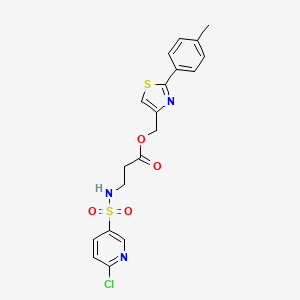 molecular formula C19H18ClN3O4S2 B2575942 [2-(4-Methylphenyl)-1,3-thiazol-4-yl]methyl 3-(6-chloropyridine-3-sulfonamido)propanoate CAS No. 1210984-48-7