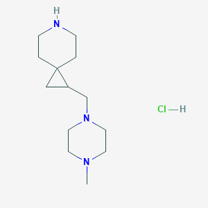 molecular formula C13H26ClN3 B2575954 2-[(4-甲基哌嗪-1-基)甲基]-6-氮杂螺[2.5]辛烷；盐酸盐 CAS No. 2171992-18-8