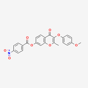 molecular formula C24H17NO8 B2575955 3-(4-methoxyphenoxy)-2-methyl-4-oxo-4H-chromen-7-yl 4-nitrobenzoate CAS No. 637749-27-0