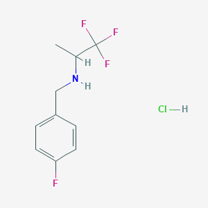 molecular formula C10H12ClF4N B2575956 1,1,1-Trifluoro-N-[(4-fluorophenyl)methyl]propan-2-amine;hydrochloride CAS No. 2460750-10-9