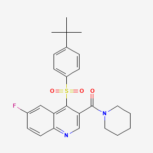 4-[(4-Tert-butylphenyl)sulfonyl]-6-fluoro-3-(piperidin-1-ylcarbonyl)quinoline