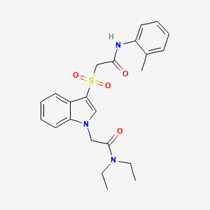 N,N-diethyl-2-(3-((2-oxo-2-(o-tolylamino)ethyl)sulfonyl)-1H-indol-1-yl)acetamide