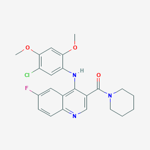 (4-((5-Chloro-2,4-dimethoxyphenyl)amino)-6-fluoroquinolin-3-yl)(piperidin-1-yl)methanone