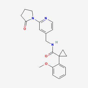 molecular formula C21H23N3O3 B2575981 1-(2-methoxyphenyl)-N-((2-(2-oxopyrrolidin-1-yl)pyridin-4-yl)methyl)cyclopropanecarboxamide CAS No. 2034313-22-7