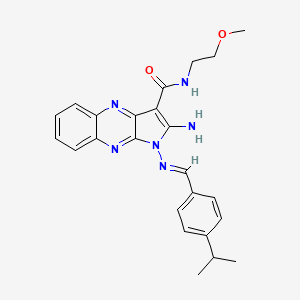 (E)-2-amino-1-((4-isopropylbenzylidene)amino)-N-(2-methoxyethyl)-1H-pyrrolo[2,3-b]quinoxaline-3-carboxamide