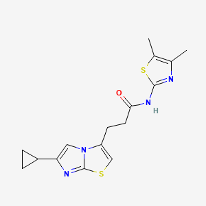 molecular formula C16H18N4OS2 B2575985 3-(6-cyclopropylimidazo[2,1-b]thiazol-3-yl)-N-(4,5-dimethylthiazol-2-yl)propanamide CAS No. 1334373-30-6