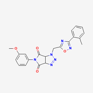 molecular formula C21H18N6O4 B2575990 5-(3-methoxyphenyl)-1-{[3-(2-methylphenyl)-1,2,4-oxadiazol-5-yl]methyl}-3a,6a-dihydropyrrolo[3,4-d][1,2,3]triazole-4,6(1H,5H)-dione CAS No. 1251673-90-1