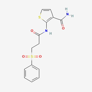 molecular formula C14H14N2O4S2 B2575995 2-(3-(Phenylsulfonyl)propanamido)thiophene-3-carboxamide CAS No. 868677-05-8