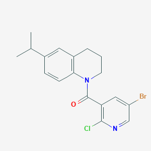 molecular formula C18H18BrClN2O B2576004 (5-溴-2-氯吡啶-3-基)-(6-丙-2-基-3,4-二氢-2H-喹啉-1-基)甲酮 CAS No. 1241609-33-5