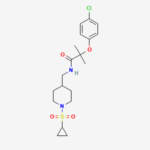 molecular formula C19H27ClN2O4S B2576020 2-(4-chlorophenoxy)-N-((1-(cyclopropylsulfonyl)piperidin-4-yl)methyl)-2-methylpropanamide CAS No. 1234813-25-2