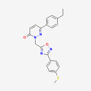 molecular formula C22H20N4O2S B2576023 6-(4-ethylphenyl)-2-((3-(4-(methylthio)phenyl)-1,2,4-oxadiazol-5-yl)methyl)pyridazin-3(2H)-one CAS No. 1358745-25-1