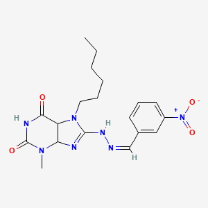 7-hexyl-3-methyl-8-[(2Z)-2-[(3-nitrophenyl)methylidene]hydrazin-1-yl]-2,3,6,7-tetrahydro-1H-purine-2,6-dione