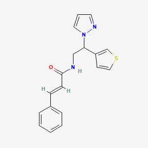 molecular formula C18H17N3OS B2576047 N-(2-(1H-吡唑-1-基)-2-(噻吩-3-基)乙基)肉桂酰胺 CAS No. 2035036-33-8