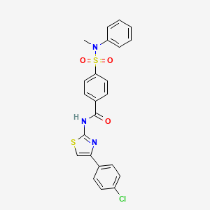 molecular formula C23H18ClN3O3S2 B2576055 N-[4-(4-氯苯基)-1,3-噻唑-2-基]-4-[甲基(苯基)磺酰胺基]苯甲酰胺 CAS No. 361469-07-0
