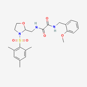 molecular formula C23H29N3O6S B2576061 N1-((3-(mesitylsulfonyl)oxazolidin-2-yl)methyl)-N2-(2-methoxybenzyl)oxalamide CAS No. 868982-93-8