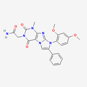 molecular formula C24H22N6O5 B2576068 2-(8-(2,4-二甲氧基苯基)-1-甲基-2,4-二氧代-7-苯基-1H-咪唑并[2,1-f]嘌呤-3(2H,4H,8H)-基)乙酰胺 CAS No. 896297-11-3