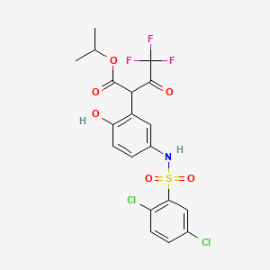 molecular formula C19H16Cl2F3NO6S B2576069 2-[5-[(2,5-二氯苯基)磺酰氨基]-2-羟基苯基]-4,4,4-三氟-3-氧代丁酸丙-2-酯 CAS No. 425401-78-1